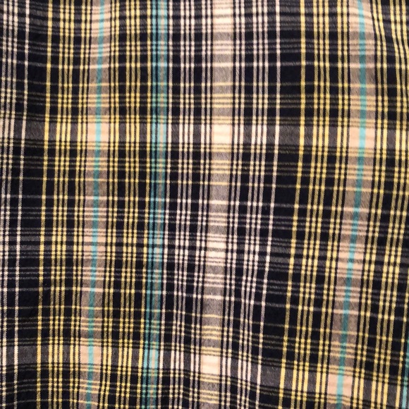 Navy blue, yellow and white plaid Bermuda shorts - Picture 2 of 3